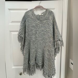 GAP Heather Gray Fringe Poncho